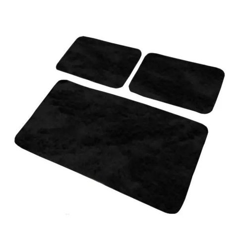 Jogo de Quarto Tapete Shaggy Macio 3 Peças Antider. Preto