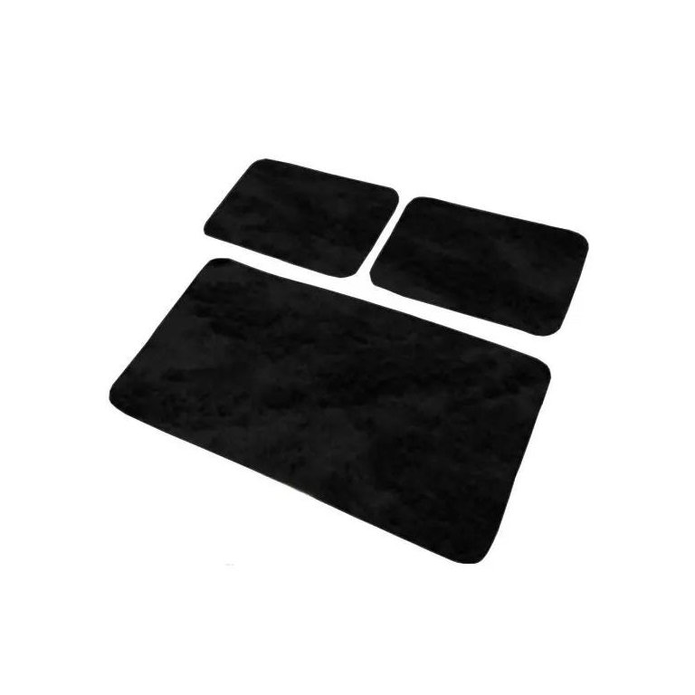 Jogo de Quarto Tapete Shaggy Macio 3 Peças Antider. Preto Jogo de Quarto Tapete Shaggy Macio 3 Peças Antider. Preto