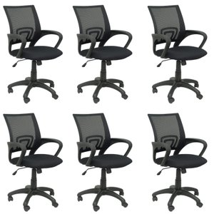 Kit 6 Cadeiras de Escritório Nelis Base Pp - Preta