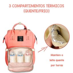 Mala Bolsa Mochila p Mãe Maternidade e Organização Bebê Rosa - 3