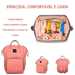 Mala Bolsa Mochila p Mãe Maternidade e Organização Bebê Rosa - 2