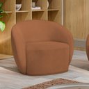 Ver imagem 2 de Poltrona para Sala de Estar Giratória Orgânica Garbin K04 Bouclê Terracota - Mpozenato