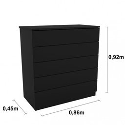 Cômoda 5 Gavetas Premium Tcil Preto Fosco - 3