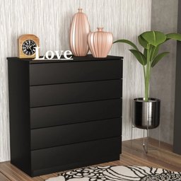 Cômoda 5 Gavetas Premium Tcil Preto Fosco - 2