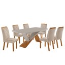 Ver imagem 2 de Mesa de Jantar Yasmin 180cm Tampo Mdf com Vidro Canto Copo e 6 Cadeiras Melissa