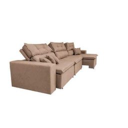 Sofá Cairo 3,82M Retrátil e Reclinável com Molas No Assento e 6 Almofadas Tecido Suede - 7 Sofá Cairo 3,82M Retrátil e Reclinável com Molas No Assento e 6 Almofadas Tecido Suede - 7