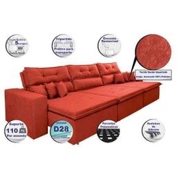 Sofá Cairo 3,52M Retrátil e Reclinável com Molas No Assento e 6 Almofadas Tecido Suede - 3