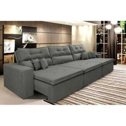 Sofá Cairo 3,82M Retrátil e Reclinável com Molas No Assento e 6 Almofadas Tecido Suede - 1 Sofá Cairo 3,82M Retrátil e Reclinável com Molas No Assento e 6 Almofadas Tecido Suede - 1