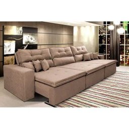 Sofá Cairo 4,12M Retrátil e Reclinável com Molas No Assento e 6 Almofadas Tecido Suede - 1