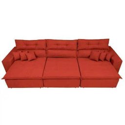 Sofá Cairo 4,12M Retrátil e Reclinável com Molas No Assento e 6 Almofadas Tecido Suede - 5