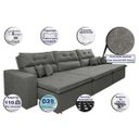 Ver imagem 3 de Sofá Cairo 4,12M Retrátil e Reclinável com Molas No Assento e 6 Almofadas Tecido Suede