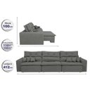 Ver imagem 2 de Sofá Cairo 4,12M Retrátil e Reclinável com Molas No Assento e 6 Almofadas Tecido Suede