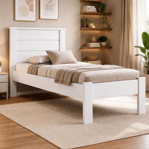 Cama de Solteiro Lily Conquista Móveis Branco