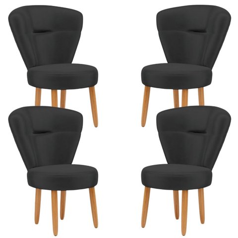 Kit 4 Poltronas para Recepção Maquiagem Sala de Jantar Ergonômica Tecido Veludo Pés Palito