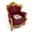 Ver imagem 3 de Poltrona Clássica Marsala com Dourado a:112 L:87 P:74cm