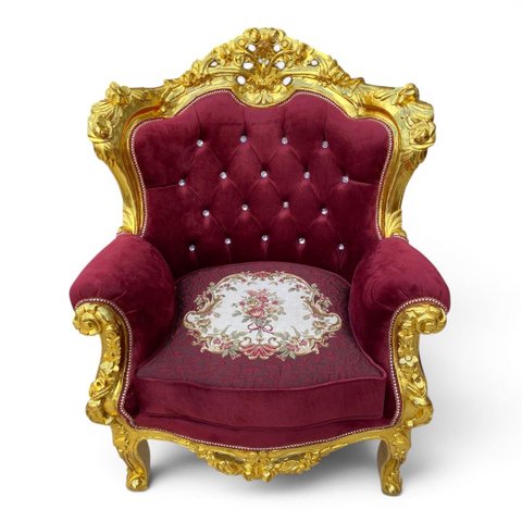 Poltrona Clássica Marsala com Dourado a:112 L:87 P:74cm