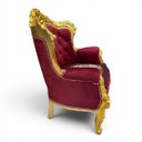 Ver imagem 4 de Poltrona Clássica Marsala com Dourado a:112 L:87 P:74cm