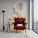 Ver imagem 2 de Poltrona Clássica Marsala com Dourado a:112 L:87 P:74cm
