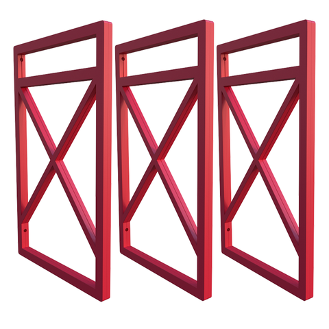 Suporte De Prateleira Estilo Industrial Kit Três Peças 20x37:Vermelho