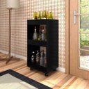 Ver imagem 2 de Kit 2 Adegas Bar Multiuso Seul com Rodízios Preto - Mpozenato