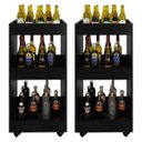 Ver imagem 1 de Kit 2 Adegas Bar Multiuso Seul com Rodízios Preto - Mpozenato