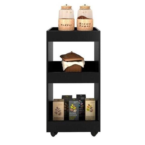 Armário Multiuso para Cozinha Seul com Rodízios Preto - Mpozenato