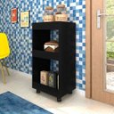 Ver imagem 2 de Kit 2 Armários Multiuso para Cozinha Seul com Rodízios Preto - Mpozenato