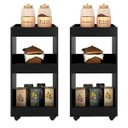 Ver imagem 1 de Kit 2 Armários Multiuso para Cozinha Seul com Rodízios Preto - Mpozenato
