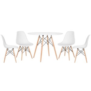 Conjunto de Mesa Redonda Eames 100cm Branco + 4 Cadeiras Eiffel Dsw Branco