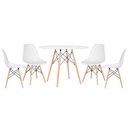Ver imagem 1 de Conjunto de Mesa Redonda Eames 100cm Branco + 4 Cadeiras Eiffel Dsw Branco