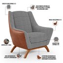 Ver imagem 4 de Poltrona Decorativa Base Em Madeira Juliet D02 Courissímo Camel B-14 Pied Poule - Lyam Decor