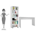 Ver imagem 3 de Conjunto Escritório 2 Peças Mesa Gávea e Estante Office Branco - Móveis Leão