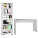 Ver imagem 1 de Conjunto Escritório 2 Peças Mesa Gávea e Estante Office Branco - Móveis Leão