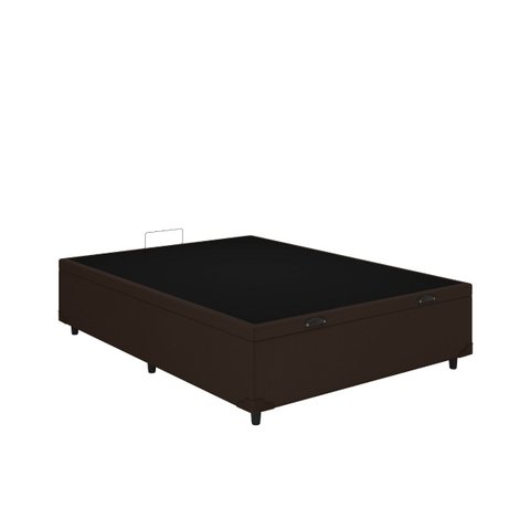 Cama Box Bau Casal Marrom Colchão Fit D45 Espuma 138x188 - Ortobom