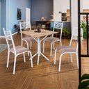 Ver imagem 1 de Mesa Tubular com 4 Cadeiras em Aço Branco Carvalho com Estofado Capuccino Kone Shop Jm