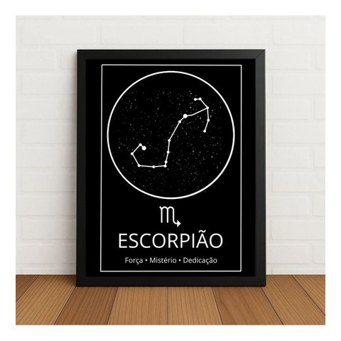 Quadro Constelação Signo Escorpião 33x24cm com Vidro