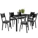 Ver imagem 2 de Conjunto Mesa de Jantar 151 Malva 6 Lugares Tampo Vidro Preto Platina 140cm Combo Stock
