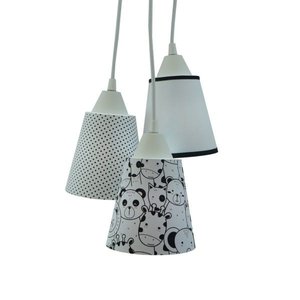 Lustre Pendente Luminária Quarto de Bebê Zoo Preto e Branco