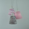 Lustre Pendente Luminária Bebê Nuvens e Chevron Cinza e Rosa - 3