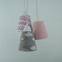 Ver imagem 4 de Lustre Pendente Luminária Bebê Nuvens e Chevron Cinza e Rosa