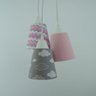 Lustre Pendente Luminária Bebê Nuvens e Chevron Cinza e Rosa - 4