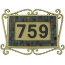 Ver imagem 1 de Número De Casa Moldura Dourada com Pastilhas Pretas e Douradas