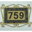 Ver imagem 3 de Número De Casa Moldura Dourada com Pastilhas Pretas e Douradas
