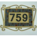 Ver imagem 2 de Número De Casa Moldura Dourada com Pastilhas Pretas e Douradas