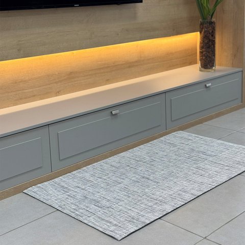 Tapete Passadeira Trellas Japão Cinza Antiderrapante Quarto Sala Decorativo Moderno Poliéster Algodã