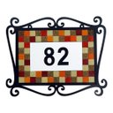 Ver imagem 1 de Número Residencial Moldura Arabesco Preto com Pastilhas De Vidro Cores Quentes