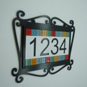 Ver imagem 2 de Número Residencial Moldura Arabescos E Pastilhas Coloridas
