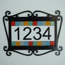 Ver imagem 3 de Número Residencial Moldura Arabescos E Pastilhas Coloridas