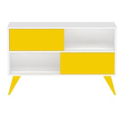 Rack Multivisão Vivva 900 TV até 42 com Portas Deslizantes Branco e Amarelo - 1