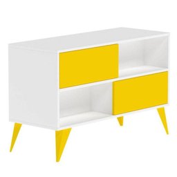 Rack Multivisão Vivva 900 TV até 42 com Portas Deslizantes Branco e Amarelo - 2